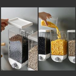 Easy Press Kitchen Wall Mounted Food Storage Container Cereal Dispenser Oatmeal Wall Mounted Container Cereal Dispenser