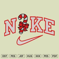 Nike Candy Cane Christmas Embroidery design - Christmas Embroidery Files - DST, PES, JEF
