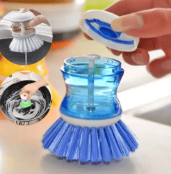 Dishwasher scrubber brush liquid soap dispenser cleaning refillable brush pot dish washing scrub brush kitchen tool