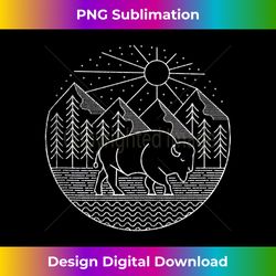 Bison Graphic American Buffalo Line Art Nature Outdoor Tank - Urban Sublimation PNG Design - Spark Your Artistic Genius