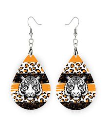 Tiger School Spirit Earrings, mascot, stocking stuffer, personalize, school spirit, football game, orange white black