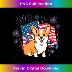 Corgi 4th of July American Flag Fireworks Tank - Sleek Sublimation PNG Download - Channel Your Creative Rebel