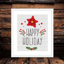 Happy holiday Merry christmas new year christmas holiday gift cross stitch