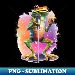 Singing Frog With A Microphone - Retro PNG Sublimation Digital Download - Perfect for Sublimation Art