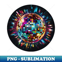 A stylized disco ball shimmering with vibrant colors - PNG Transparent Sublimation Design - Add a Festive Touch to Every Day