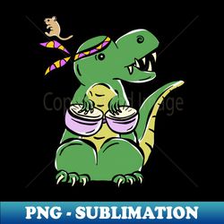 Bongo Player Tyrannosaurus Dinosaur Dino Cartoon Cute Character - Signature Sublimation PNG File - Perfect for Sublimation Art