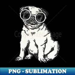 Cute Pug Wearing Sunglasess - High-Quality PNG Sublimation Download - Capture Imagination with Every Detail