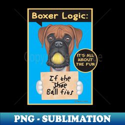 fun loving cute adorable boxer with tennis ball - png transparent sublimation design - bring your designs to life