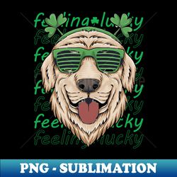 Feeling luckey St Patricks Day cute dog - Decorative Sublimation PNG File - Add a Festive Touch to Every Day