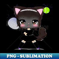 Black Cat Tennis - Special Edition Sublimation PNG File - Boost Your Success with this Inspirational PNG Download