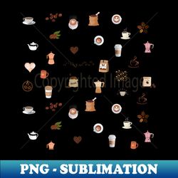 coffee pattern - exclusive png sublimation download - vibrant and eye-catching typography