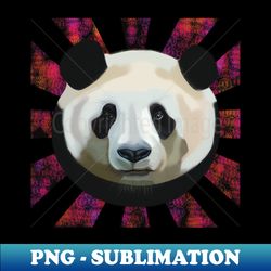 striking panda bear on pink black bubble patterned sun rays - signature sublimation png file - fashionable and fearless