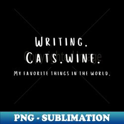 Writing Cats and Wine - High-Resolution PNG Sublimation File - Capture Imagination with Every Detail
