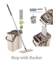 New Mega 2 in 1 Scratch Square Mop with Bucket and 2 Mop Pads Self Wash and Squeeze Dry Flat Mop