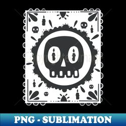 papel picado - black skull - candle- white - da de los muertos - special edition sublimation png file - perfect for sublimation mastery