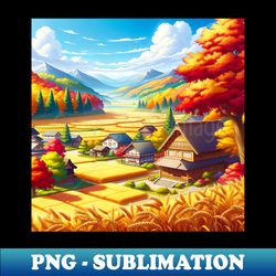 autumn countryside anime landscape - elegant sublimation png download - instantly transform your sublimation projects