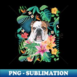 Tropical Brindle English Bulldog 2 - PNG Transparent Digital Download File for Sublimation - Add a Festive Touch to Every Day