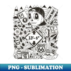 Truck Driving to Art- Skeleton Doodle Art - Premium PNG Sublimation File - Unleash Your Creativity