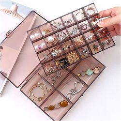 Earring Organizer Acrylic Jewelry Box Clear Tackle Box Organizer Plastic Ring Storage Organizer Tray with 30 different
