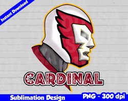 Cardinals Png, Football mascot, cardinals t-shirt design PNG for sublimation, mexican wrestler style