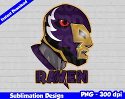 Ravens Png, Football mascot, ravens t-shirt design PNG for sublimation, mexican wrestler style
