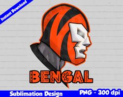 Bengals Png, Football mascot, bengals t-shirt design PNG for sublimation, mexican wrestler style