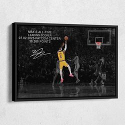 LeBron James All-Time Leading scorer Canvas Wall Art Home Decor Framed Poster Print.jpg