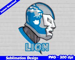 Lions Png, Football mascot, lions t-shirt design PNG for sublimation, mexican wrestler style