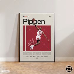 Scottie Pippen Poster, Chicago Bulls Print, NBA Poster, Sports Poster, Mid Century Modern, NBA Fans, Basketball Gift, Sp