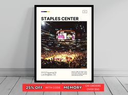 Staples Center Los Angeles Lakers Poster NBA Art NBA Arena Poster Oil Painting Modern Art Travel