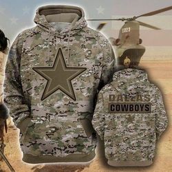 Dallas Cowboys Camourflage Veteran Pullover And Zippered Hoodies  3d Hoodie Hoodie For Men For Women Best Trending Gift