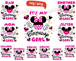 Disney Birthday Girl Svg Png, Disney Birthday Girl Family Svg, Mickey Happy Birthday Svg, Disney Birthday Squad Svg