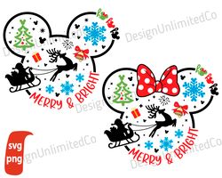 Disney Merry and Bright Svg, Mickey Funny Christmas Svg, Mickey Christmas Svg Png, Disney Xmas Holiday Png