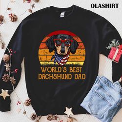 Worlds Best Dachshund Dad Vintage Dog T-shirt - Olashirt