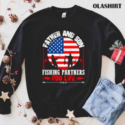 Us Flag Father And Son Fishing Partners For Life T-shirt - Olashirt