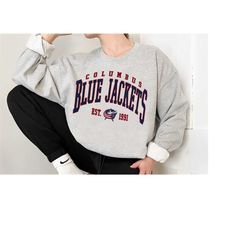 Vintage Sweatshirt, Colum.bus Blue Jackets Shirt, Blue Jac.kets Tee, Hockey Sweatshirt, College Sweater, Hockey Fan Shir