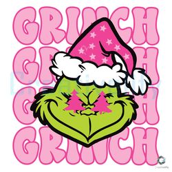 Pink Preppy Grinch SVG Retro Grinch Face Christmas Digital File