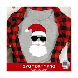 Santa With Sunglasses SVG, DXF and Png Files For Cricut And Silhouette. Digital Download.