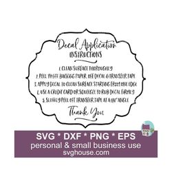Decal Application Instructions SVG Care Card Svg Vector Cut Files For Cricut And Silhouette  - Includes Svg, Dxf, Png and Eps