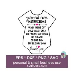 Garment Care Instructions Svg Care Card Vector Cut File Image For Silhouette, Cricut And Scan N Cut - Includes Eps, Dxf and Png