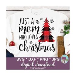 Just A Mom Who Loves Christmas SVG Buffalo Plaid Cut Files For Cricut And Silhouette