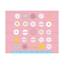 Daisy Bundle Svg, Daisy SVG, Flower SVG, Floral SVG, Spring Svg, Spring Flower Svg, Daisy Flower Clipart, Daisy Monogram, Cut file, Cricut