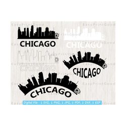 chicago svg, illinois skyline cityscape silhouette, city shirt svg, chicago svg, chicago cityscape vinyl sign design, cut file, cricut