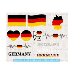 Germany Flag Svg, German Waving Flag, Love Germany, Germany State Svg, Germany Flag Heart, Heart German, Germany Text Flag, Cut file, Cricut