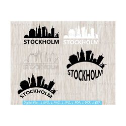 stockholm city svg, stockholm skyline cityscape silhouette, city shirt, stockholm sweden cityscape, vinyl sign design, cut file, cricut svg
