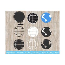 Earth Svg World Svg Planet Earth SVG Clipart Planet Earth Monogram World Globe Bundle Back To School Globe Silhouette Globe Cut File Cricut