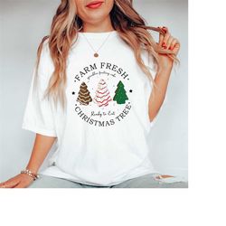 Comfort Colors Farm Fresh Christmas Trees Shirt, Merry Christmas Shirt, Christmas Tree, Pine Spruce Fir, Christmas Gift