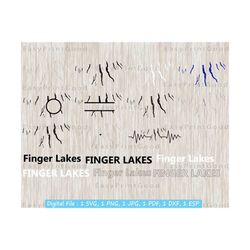 Finger Lakes Svg Bundle, Finger Lakes Outline, Love, Clipart, Monogram Frame, Silhouette, Text, Finger Lakes New York Map, Cut file, Cricut