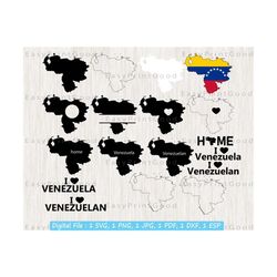 Venezuela Svg Bundle, Venezuela Clipart, Venezuela Map Svg, Kansas Outline, Home, Monogram Frame, Flag of Venezuela Svg, Cut file, Cricut