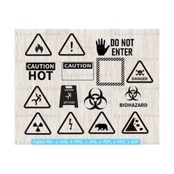 Caution Sign SVG Bundle, Caution Sign Svg, Danger Sign Clipart, Warning Sign Svg, Do Not Enter Svg, Caution Danger Svg, Cut file, Cricut